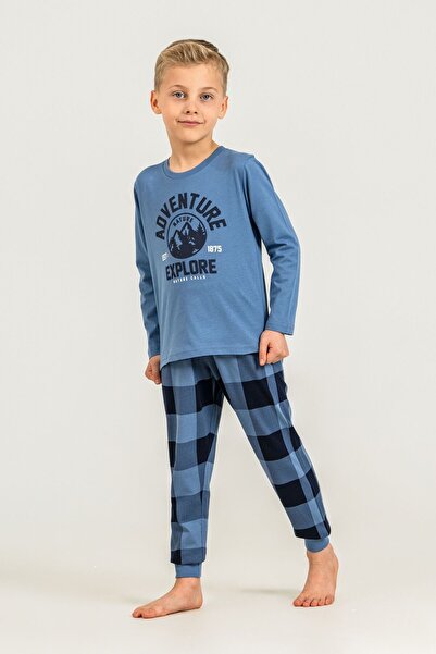 Rolypoly Boy's Nature Calls Blue Long Sleeve Pajama Set Rp3873-C-V2