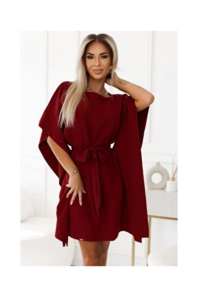 Voguet Rochie de vară scurtă, bordo, largă