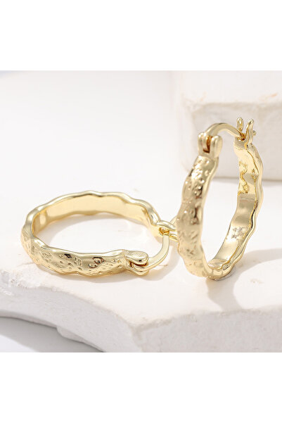 Choice أقراط GOLD A216 ذات الطراز البسيط العتيق بنمط المطرقة للنساء، أقراط عص...