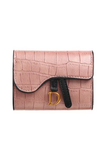 Choice1 Pink Women Luxury Card Holder Short Mini PU Wallet Letter Printed Mul...