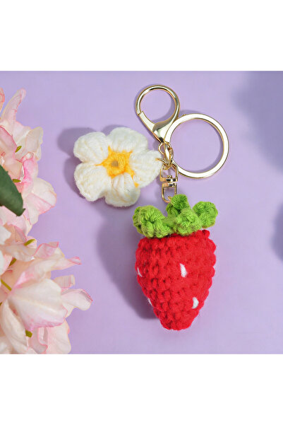Choice1 FAYSK1069-1 Knitted Cherry Strawberry Key Ring Fruit Bag Car Pendant ...