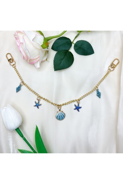 Choice blue Ocean Theme Bag Charm Chain With Starfish And Shell Pendant For H...