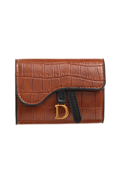 Choice Brown Women Luxury Card Holder Short Mini PU Wallet Letter Printed Mul...