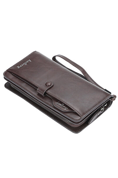 Choice1 Dark brown Baellerry Anti-Theft Long Wallet for Men PU Leather Busine...