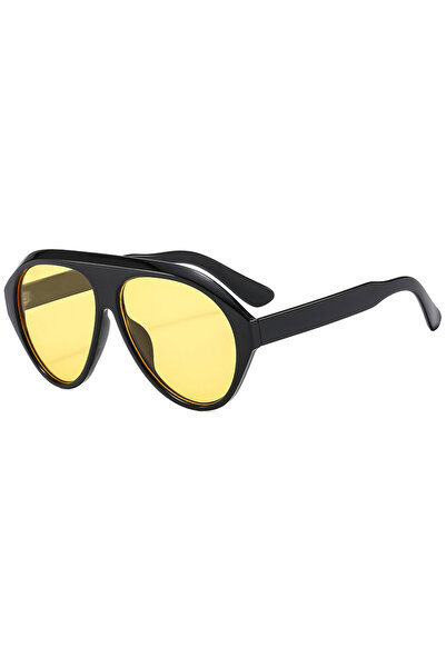 Choice14 black yellow Vintage Oversized Flat Top Oval Sunglasses Women Brand ...