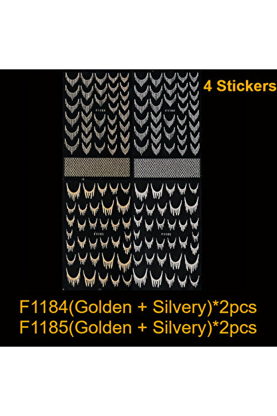 Choice1 DUTRIEUX 4 Stickers 2/4pcs Reflective Glitter French Nail Art Sticker...