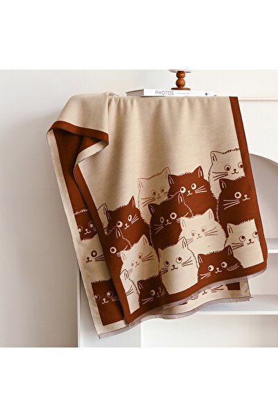 Choice3 Brown New Fashion Brand Cute Cat Ladies' Jacquard Pashmina Cashmere S...