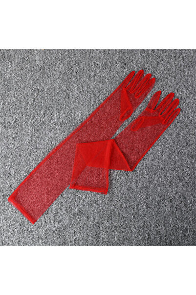 Choice4 One Size Red Fashion Long Sheer Tulle Gloves Ultra Thin Stretchy Full...