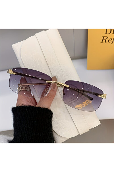Choice3 Gold gradient gray 1pc Women's Rimless Fashion Glasses, Lightweight M...