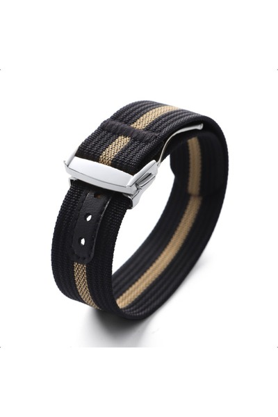 Choice19 Silver Buckle 20mm Black Gold Nylon Canvas Straps Watchband for Tudo...
