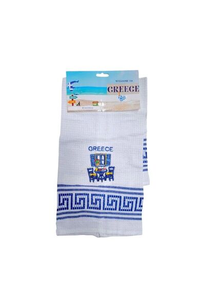 Tradesor Πετσέτα ποτηρόπανο Souvenir με κέντημα - Σετ 12pcs - Greece - 416297