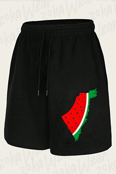 ZOKAWEAR Unisex Palestine Map Watermelon Symbol of Freedom Design Printed Shorts