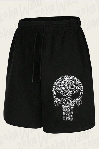 ZOKAWEAR Unisex σορτς με στάμπα με σχέδιο Skull Punisher