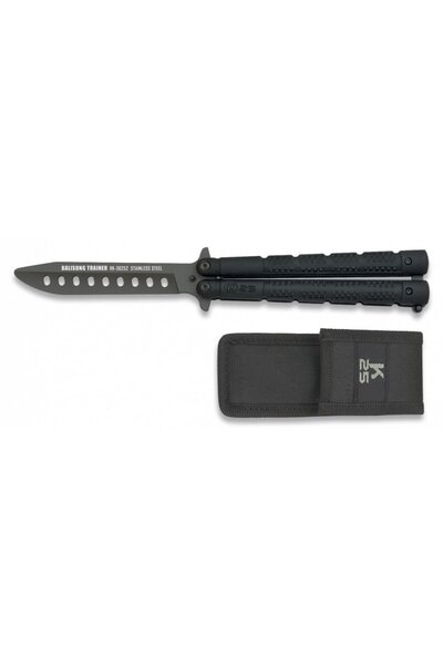 OEM Cutit, K25, Balisong Trainer, Inox, negru, 229x102mm, etui inclus