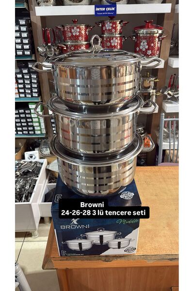 Browni 6 PRÇ TENCERE SETİ 24-26-28 CM