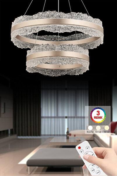 Luxira Aydınlatma Titan 2 katlı Rose Gold Kumandalı 3 Renk Ledli Modern Led A...