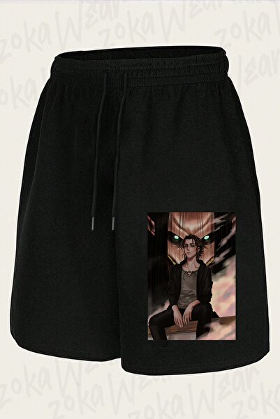 ZOKAWEAR شورت مطبوع بتصميم الرسوم المتحركة AOT Eren Yeager Titan للجنسين