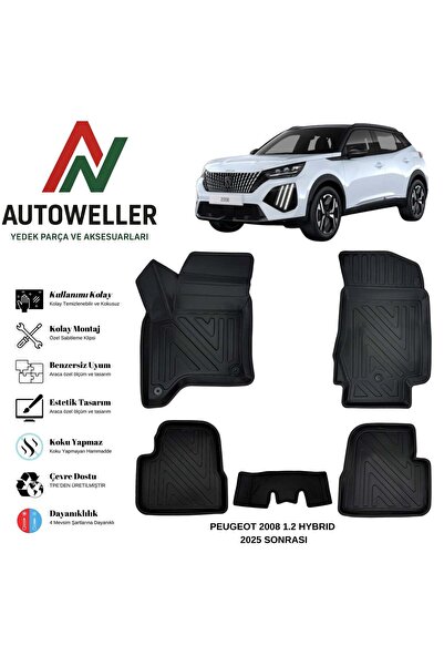 AutoWeller Peugeot 2008 2025 Sonrası Havuzlu Oto 1.2 Hybrid Havuzlu 3D TPE Ot...