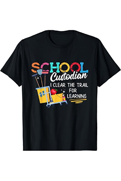 23 nisan Custodian T-Shirt Funny Graphic Tee "I Clear the Trail Learning" Slo...