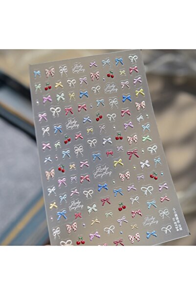 Choice ملصقات أظافر NAILFYOU to5724 بتصميم فيونكة الكرز، ملصقات ثلاثية الأبعا...