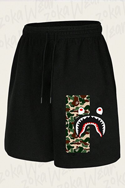 ZOKAWEAR Unisex Soldier Bape Shark Design Printed Shorts