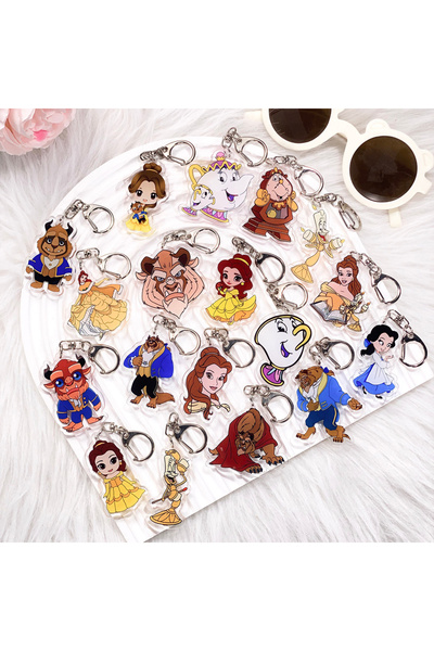 Choice18 5 cm 19 1/18PCS Anime Beauty and the Beast Acrylic Car Keychain Cart...