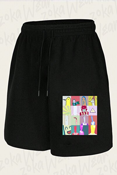 ZOKAWEAR Unisex Punpun Grid Print Design Printed Shorts