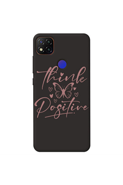 Other Xiaomi Redmi 9c Think Positive Black Colored Silicone TPU Θήκη