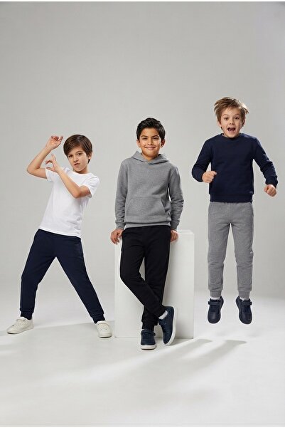 Mnk Baby&Kids Erkek Çocuk Mevsimlik Pamuklu 3'lü Set Eşofman Altı M00839 SİYAH - LACİVERT - GRİ