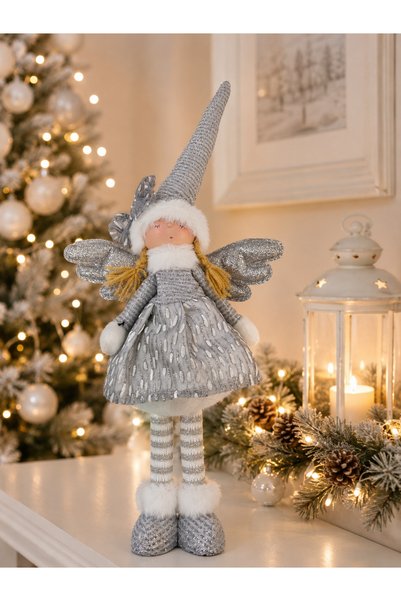 PARTİPORT 35 cm Snow Fairy Christmas Decoration Ornament Standing Plush Angel...
