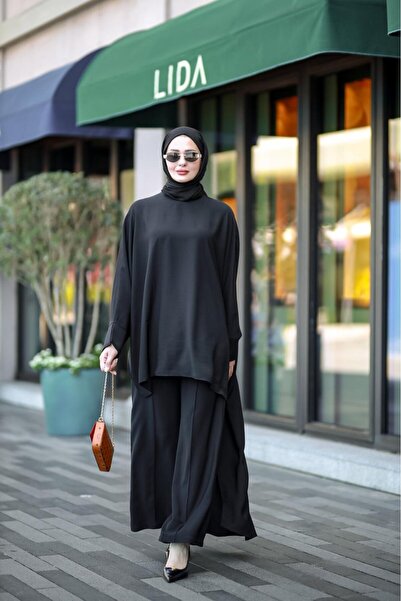 NS Moda Tesettür Sakura Takım Siyah-Model 581
