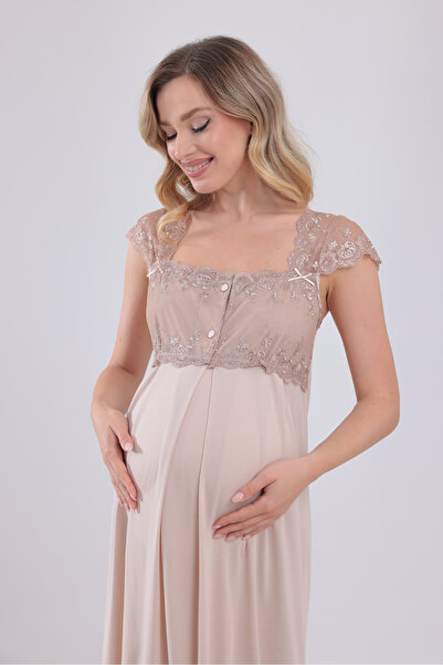 Yulem Homewear قميص نوم للحوامل من القطن بنسبة 100% بتصميم خاص للصيف باللون ا...