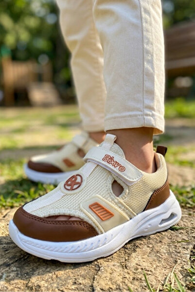 TOFİSA Women's Beige Boys' Velcro Mesh Sandals - 28582-Bej