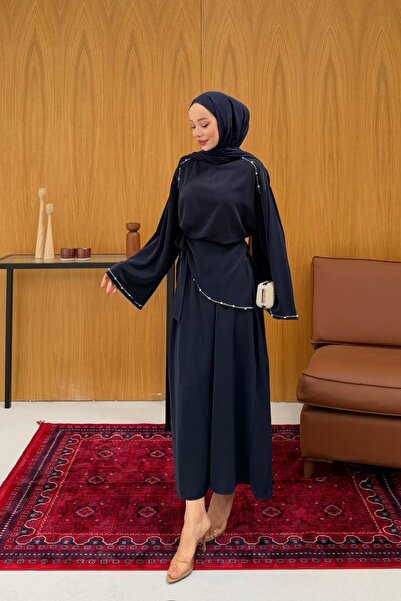 fushya design Taş Ve Kruvaze Bağlama Detaylı Elbise
