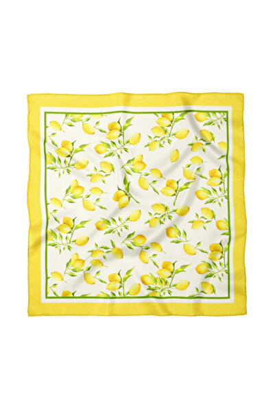 Sultan İpek Limon Desenli Fular / Bandana 50x50cm