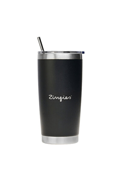 Zingies Θερμός Κούπα Ανοξείδωτο Ατσάλι / Πλαστικό Χωρίς BPA 590 ml Μαύρο