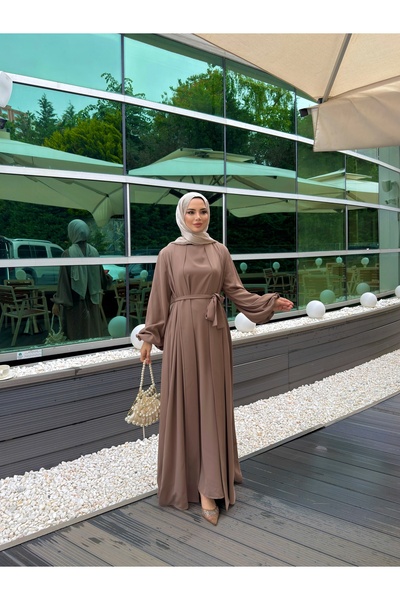 zahen gizia özel dökümlü abaya takım dubai ipeği elbiseli ikili abaya