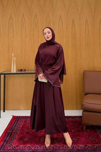fushya design Taş Ve Kruvaze Bağlama Detaylı Elbise