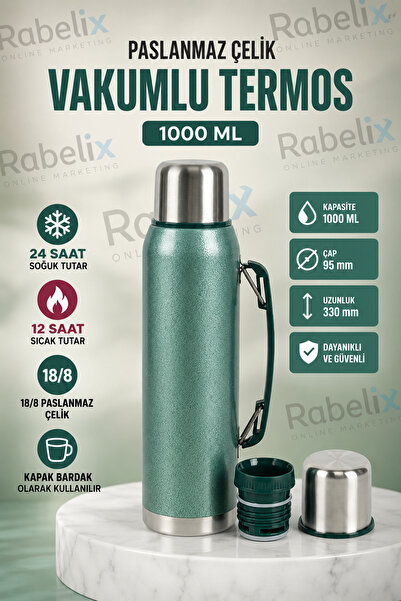Rabelix Online Marketing 1000 ml Stainless Steel Vacuum Thermos 18/8 Steel Do...