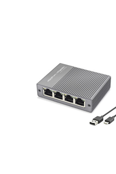 Skygo Gigabit Ethernet Hub Switch (5 Ports, Type C, Power Input, Gray - Hdx1414)