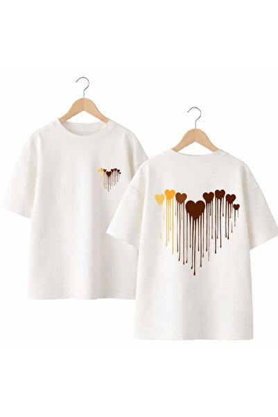 playwear Tricou cu decolteu rotund, cu imprimeu colorat cu inimioare pe spate...