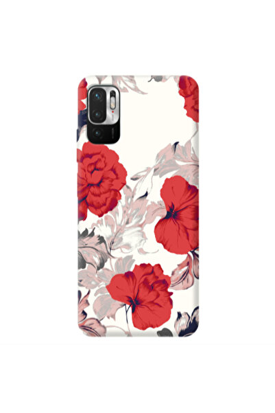 Other Xiaomi Redmi Note 10 Pro 5G Red Flowers Transparent Silicone TPU Θήκη