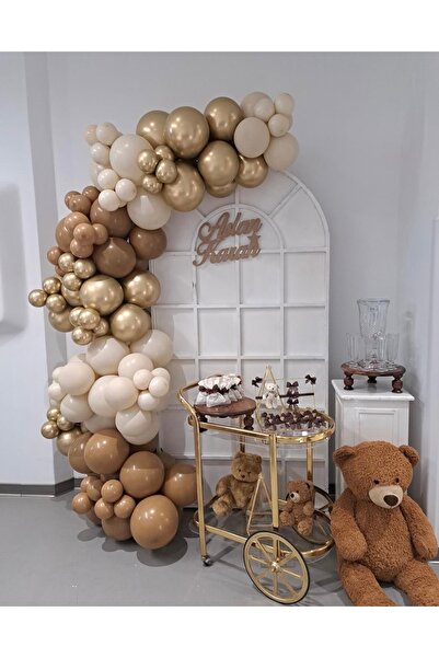 Çemrek Süs Parti Karamel Beige Gold Kchrome Balloon Chain Set of 100