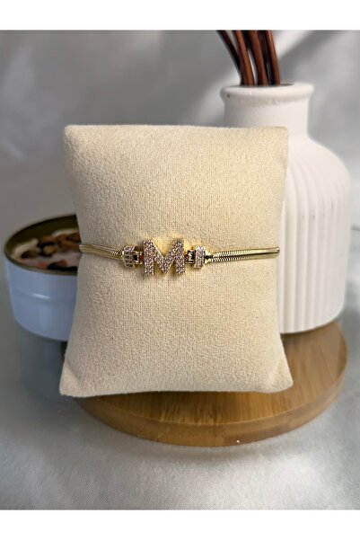 ANKA JEWELLRY M Letter Detail Zircon Stone Women's Steel Bracelet