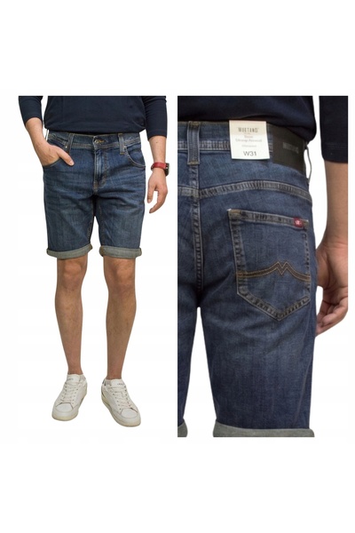 Mustang Blugi Barbati Scurti, Chicago Shorts, Marime 34, Albastru, Regular Fi...