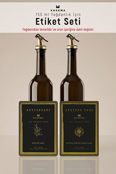 KHAKMA Gold Label Set for Oil Bottle - Label for Olive Oil Sunflower Oil Bott...