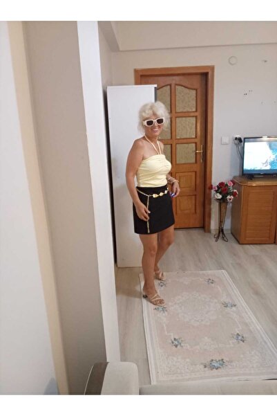Butik Kadın bluz önü çift kat boyundan bağlamalı