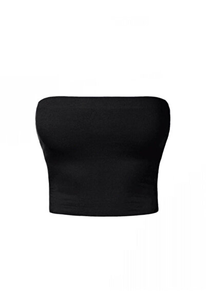 Violon Women's Basic Black Strapless Crop Top