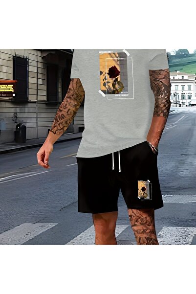 ship master Summer Collection New Arrival T-Shirt & Shorts Set Printed Patter...