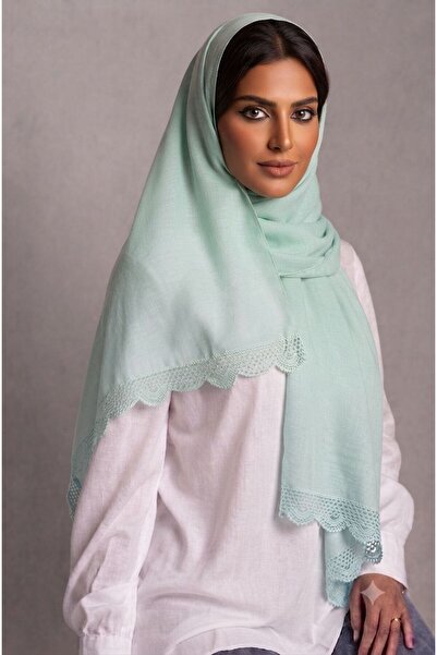 Veil Designer Turkish veil with crochet work and Japanese fabric on both ends...